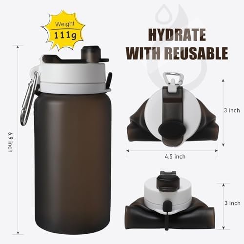 Opard Collapsible Water Bottles 19 Oz - BPA Free, Leak Proof, Foldable Silicone ... - Image 3