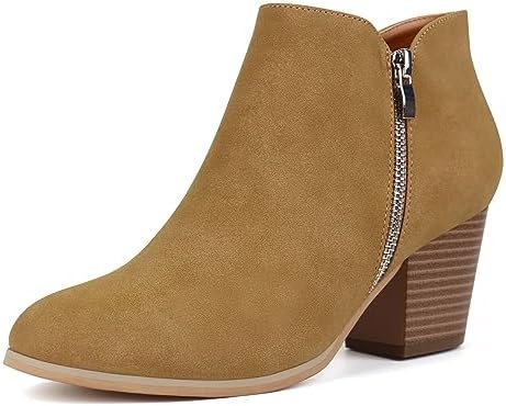 firelli Women Ankle Boots Low Heel Boot Round Toe Zipper Booties - Image 2