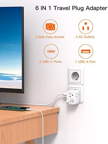 【2-Pack】 European Travel Plug Adapter, International Power Plug Adapter with 3 O... - Image 3