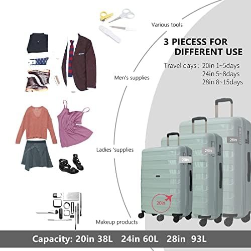 3-piece set luggage with scratch-resistant PP material, expandable((all 20 24 28... - Image 7