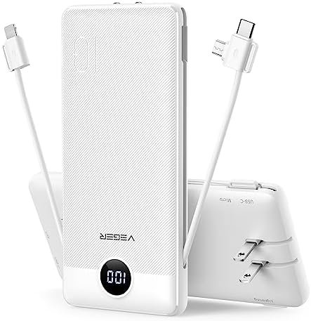 VEGER Portable Charger for iPhone Built in Cables and Wall Plug, 10000mah Slim F... - Image 2