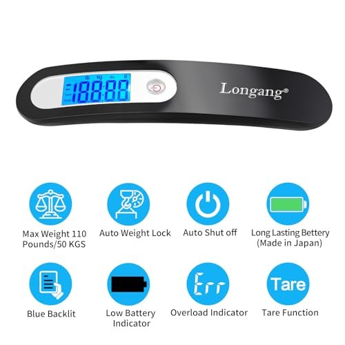 110 Lbs Digital Hanging Luggage Scale with Backlit for Travel, Comfortable Handl... - Image 4