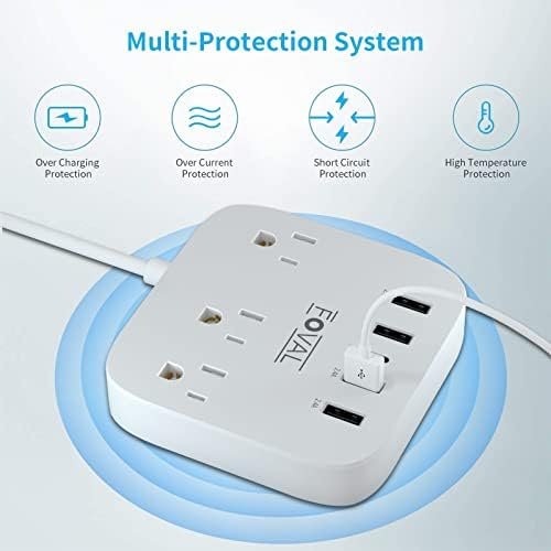 European Travel Plug Adapter, FOVAL EU UK US Power Strip with USB C and 4 USB Po... - Image 5
