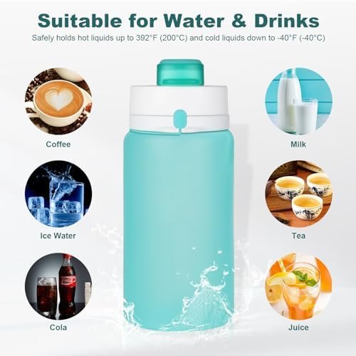 Collapsible Water Bottle, Foldable Water Bottle BPA Free Reusable Lightweight Le... - Image 7