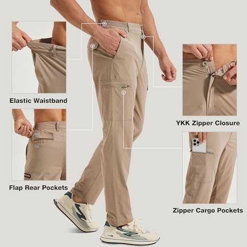 Hiking Pants Men Lightweight Quick Dry - Water Resistant Outdoor Cargo Pants wit... - Image 6
