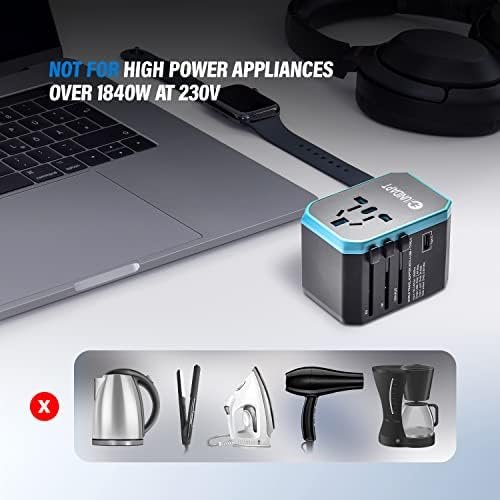 Universal Travel Adapter, Unidapt International Plug Adapter, 5.6A Smart Power 3... - Image 8