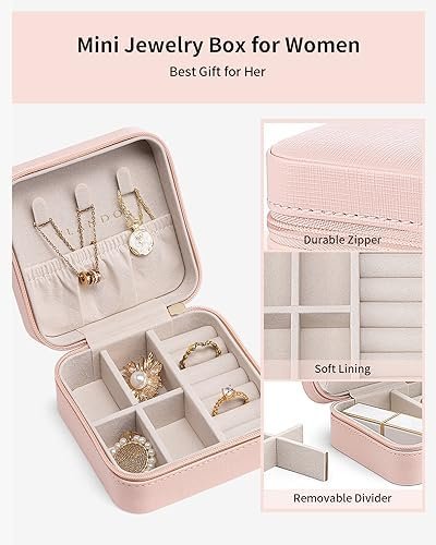 Vlando Travel Jewelry Box, Small Jewelry Travel Organizer Case for Girls Women -... - Image 5