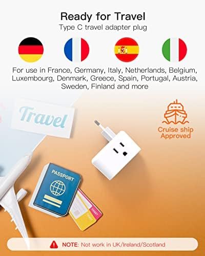 【2-Pack】 European Travel Plug Adapter, International Power Plug Adapter with 3 O... - Image 6