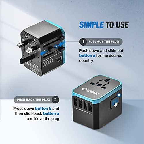 Universal Travel Adapter, Unidapt International Plug Adapter, 5.6A Smart Power 3... - Image 4