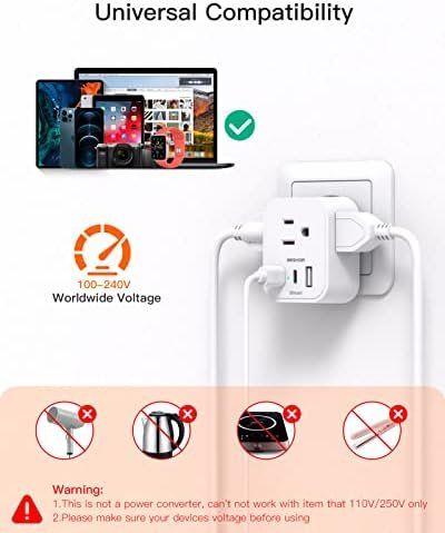 【2-Pack】 European Travel Plug Adapter, International Power Plug Adapter with 3 O... - Image 7