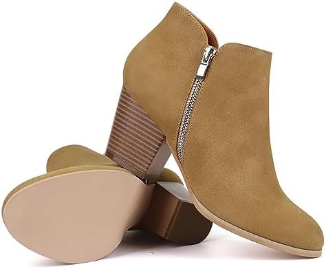 firelli Women Ankle Boots Low Heel Boot Round Toe Zipper Booties - Image 7