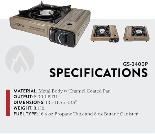 Gas One GS-3400P Propane or Butane Stove Dual Fuel Stove Portable Camping Stove ... - Image 4