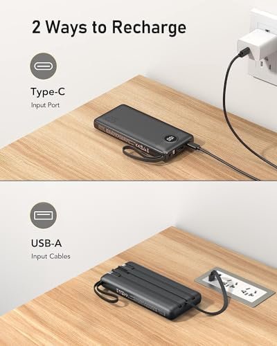 VEEKTOMX Portable Charger with Built-in Cables, 10000mAh Power Bank for iPhone, ... - Image 7