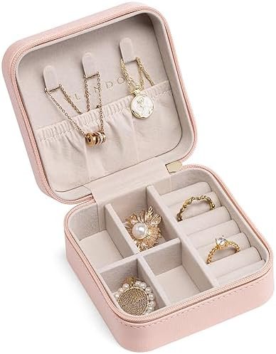 Vlando Travel Jewelry Box, Small Jewelry Travel Organizer Case for Girls Women -... - Image 2