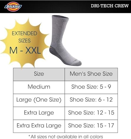 Dickies Men's Dri-Tech Moisture Control Crew Socks Multipack, Available in M-XXL - Image 4