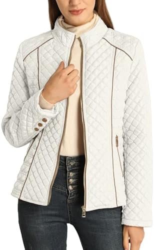 Bellivera Women's Stand Collar Lightweight Quilted Puffer Jacket Padded Zip Coat... - Image 2