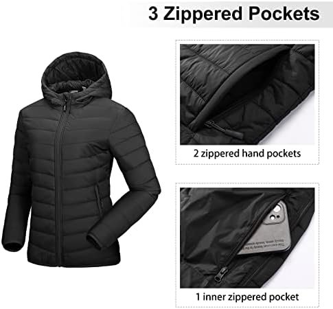 Outdoor Ventures Women's Packable Lightweight Full-Zip Puffer Jacket with Hood Q... - Image 4