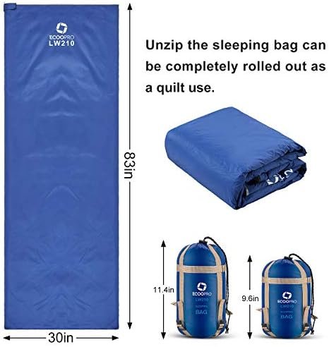 ECOOPRO Warm Weather Sleeping Bag - Portable, Waterproof, Compact Lightweight, C... - Image 4