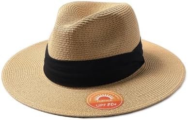 FURTALK Panama Hat Sun Hats for Women Men Wide Brim Fedora Straw Beach Hat UV UP... - Image 2