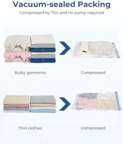 BAGSMART Compression packing cubes with 4-Pack Vacuum Storage Bags, Travel Packi... - Image 5