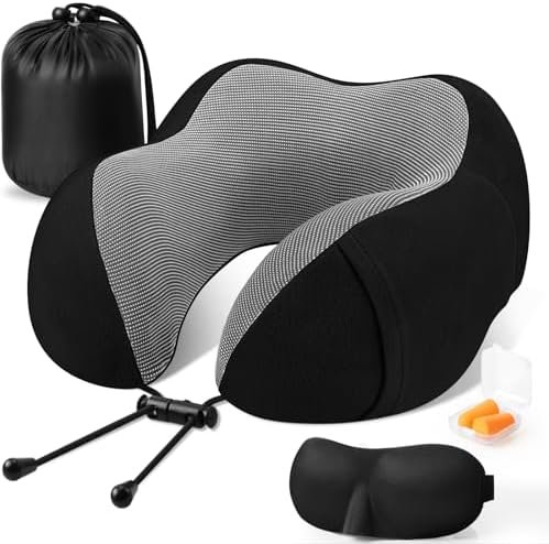 Travel Pillow Premium Memory Foam, Comfortable & Supportive Neck Pillow, Pain Re... - Image 2