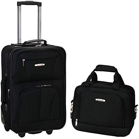 Rockland Fashion Softside Upright Luggage Set, Expandable, Black, 2-Piece (14/19... - Image 2