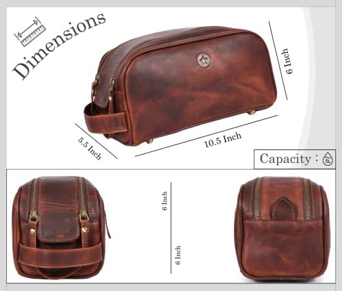 10" Premium Leather Toiletry Travel Pouch With Waterproof Lining | King-Size Han... - Image 7