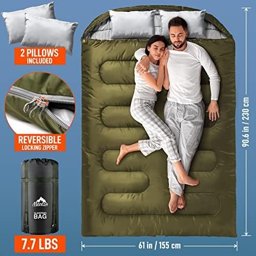 MEREZA Double Sleeping Bag for Adults Mens with Pillow, XL Queen Size Two Person... - Image 7
