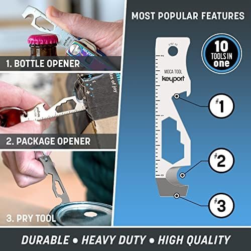 Keyport MOCA 10-in-1 Keychain Multitool (Stainless) | EDC Multi Tool: Pry Bar, B... - Image 3