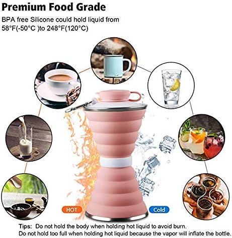 Collapsible Water Bottle, Camping Cup With Carabiner, Reuseable Silicone Foldabl... - Image 5