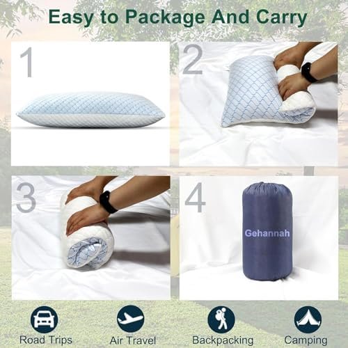Gehannah Travel Pillow - Large Size Compressible Camping Pillow for Sleeping, Sh... - Image 7