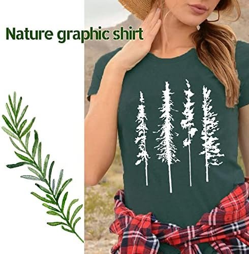 Funny Graphic Women Skinny Pine Tree Shirt Summer Hiking Camping Athletic Tees N... - Image 3