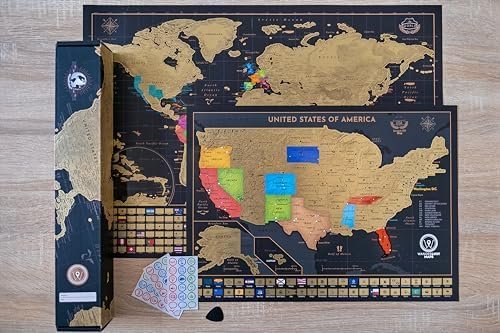 Two Scratch Off Maps - Map of the World (Large) + US States Map (Small) - Deluxe... - Image 7