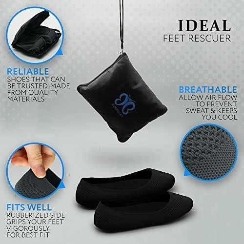 Foldable Stretch Knit Travel Slip-On Round Toe Ballet Flats with Packable Zipper... - Image 3