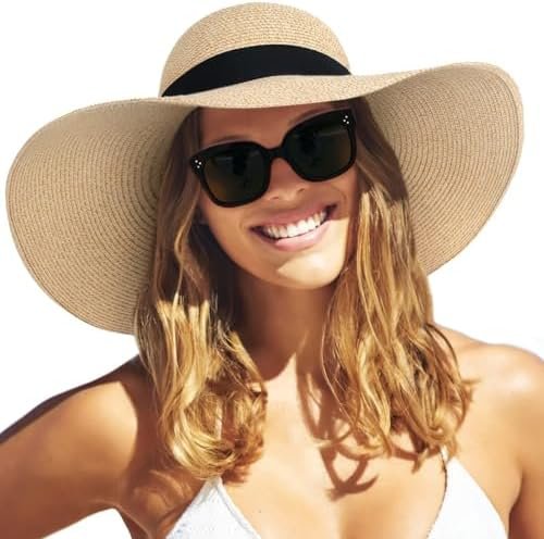 FURTALK Womens Sun Straw Hat Wide Brim UPF 50 Summer Hat Foldable Roll up Floppy... - Image 2
