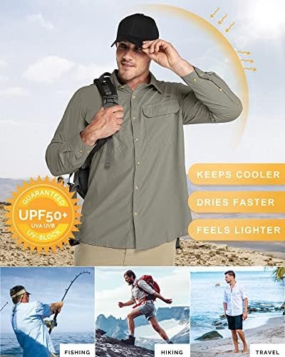 33,000ft Men's Long Sleeve Sun Protection Shirt UPF 50+ UV Quick Dry Cooling Fis... - Image 5