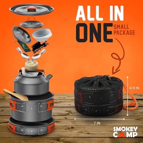 Camping Cookware Mess Kit Set with Stove - Backpacking Compact Camping Cookware,... - Image 3