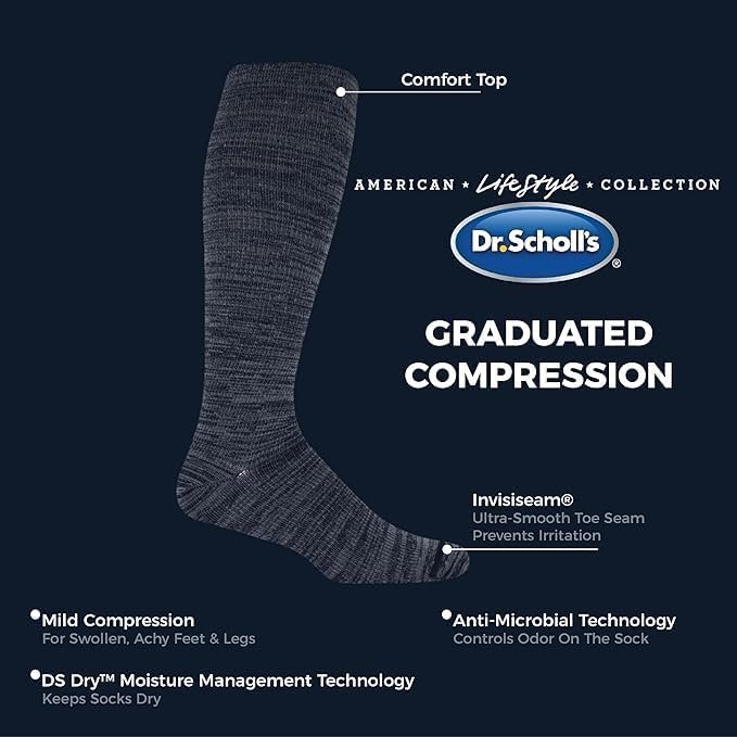 Dr. Scholl's Men's Graduated Compression Over the Calf Socks - 2 & 3 Pairs - Com... - Image 6