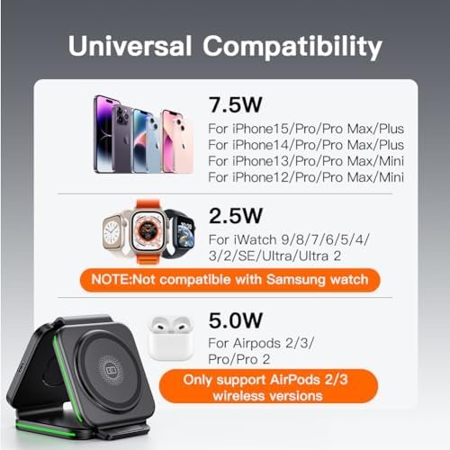 3 in 1 Charging Station for Apple,Magnetic Foldable Charger for Travel,Wireless ... - Image 4