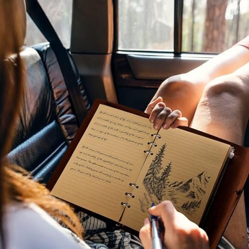 Leather Notebook Journal, Vintage Refillable Journal with 2 PVC Pockets, Travel ... - Image 7