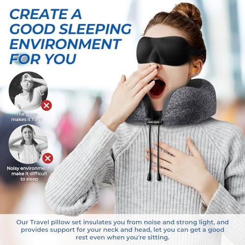 Travel Pillow, Travel Pillows for Sleeping Airplane, Removable Cover Neck Pillow... - Image 6