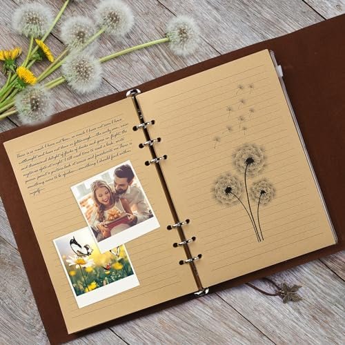 Leather Notebook Journal, Vintage Refillable Journal with 2 PVC Pockets, Travel ... - Image 4