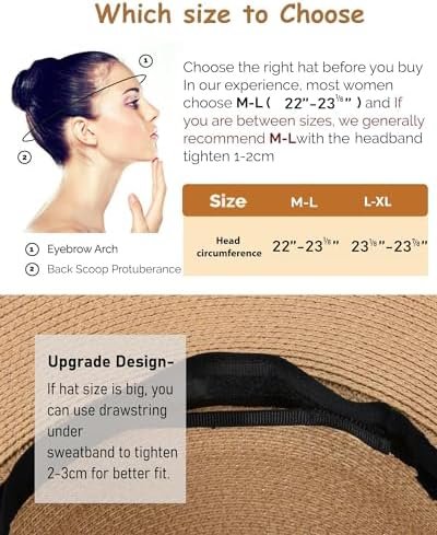 FURTALK Panama Hat Sun Hats for Women Men Wide Brim Fedora Straw Beach Hat UV UP... - Image 4