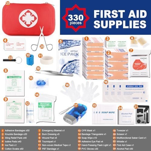 Gifts for Dad Him Men Women Kids Christmas, 330 PCS First Aid Kit for Car Home, ... - Image 4