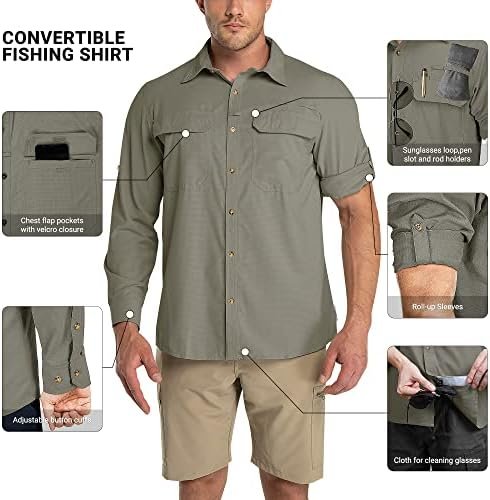Outdoor Ventures Men's UPF 50+ UV Sun Protection Shirt, Long Sleeve Hiking Fishi... - Image 4