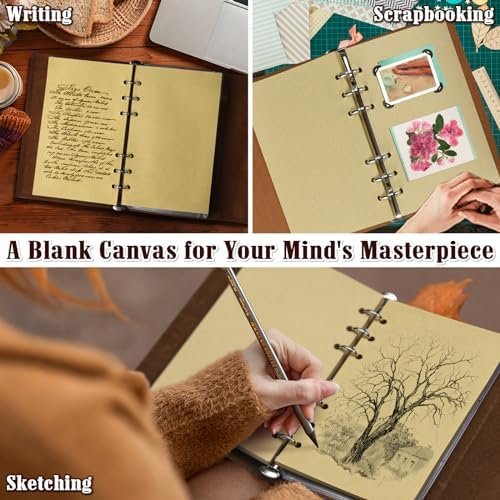 MALEDEN Refillable Spiral Daily Notepad Classic Embossed Travel Journal Diary - Image 6