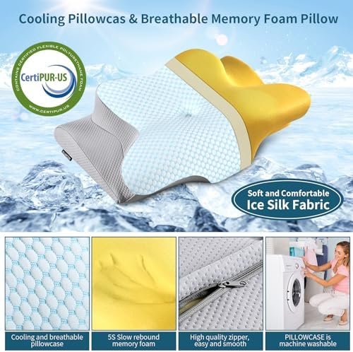 Neck Pillow Cervical Memory Foam Pillows for Pain Relief Sleeping, Contour Pillo... - Image 3