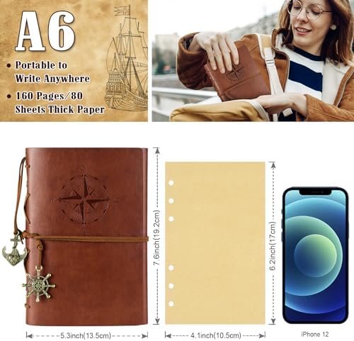 MALEDEN Refillable Spiral Daily Notepad Classic Embossed Travel Journal Diary - Image 3