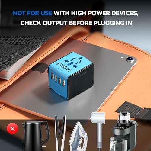 Unidapt Universal Travel Adapter, International Plug Adapter Fast 2,4A 4-USB Eur... - Image 8