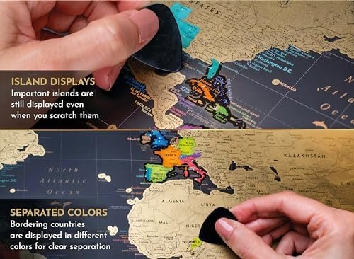 Two Scratch Off Maps - Map of the World (Large) + US States Map (Small) - Deluxe... - Image 4